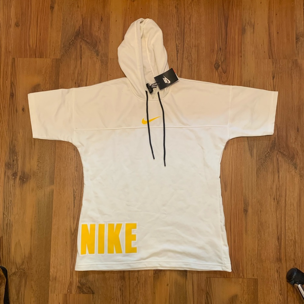 White Nike short sleeve hoodie sleeveless hoodie - Picture 1 of 5